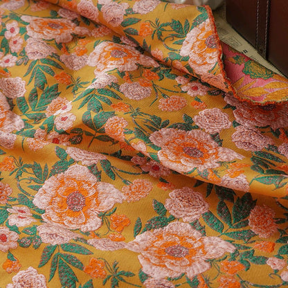 Floral Jacquard Fabric: Lurex Woven Upholstery, Prom Dress Sewing (54" W)