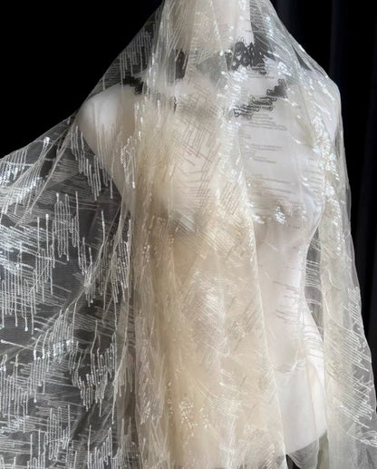 Tissu en maille pailletée, 150 cm de large, polyester transparent, pour costumes et décorations de mariage