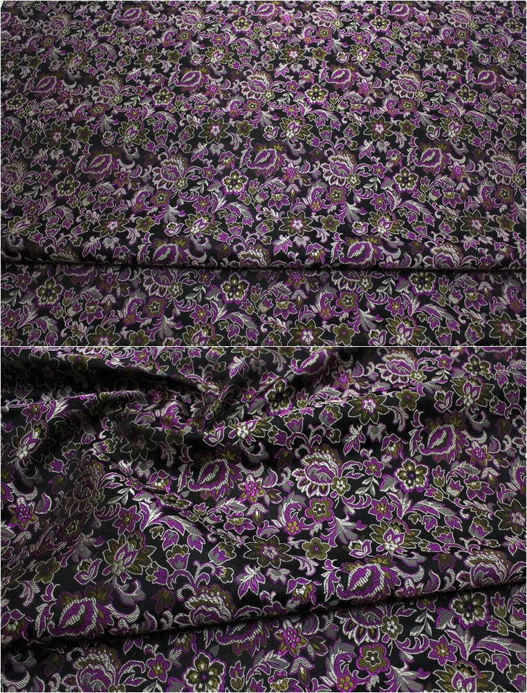 Floral Brocade Fabric: Silk Rayon Blend, Cheongsam Qipao Material (29.5" Wide)
