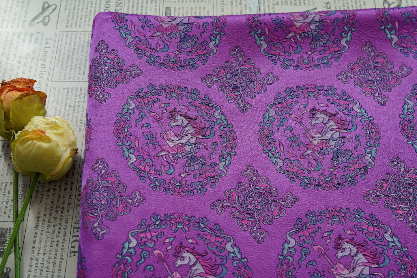Elegant Purple Song Brocade Fabric ��� Subtle Textured Jacqua"Wide