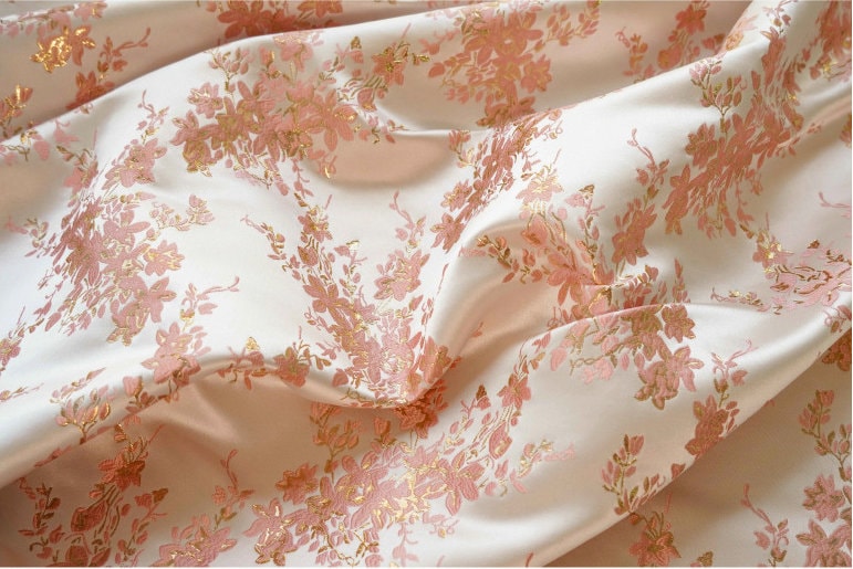 Gold Thread Floral Jacquard Fabric: 3D Texture Upholstery, 58"W