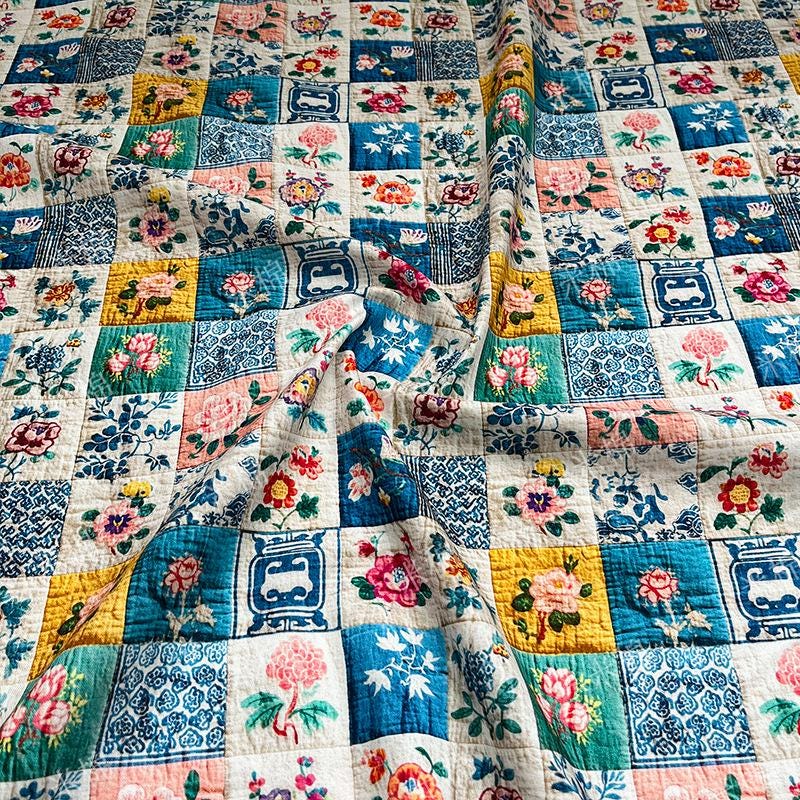 Floral Print Cotton Fabric: Quilting, Patchwork Material (55" Wide)