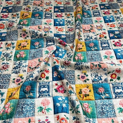 Floral Print Cotton Fabric: Quilting, Patchwork Material (55" Wide)