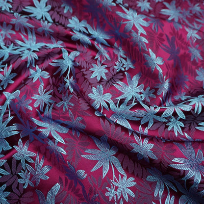 Leaf Brocade Fabric: Silk Satin Cheongsam Hanfu Fabric (By The Meter)