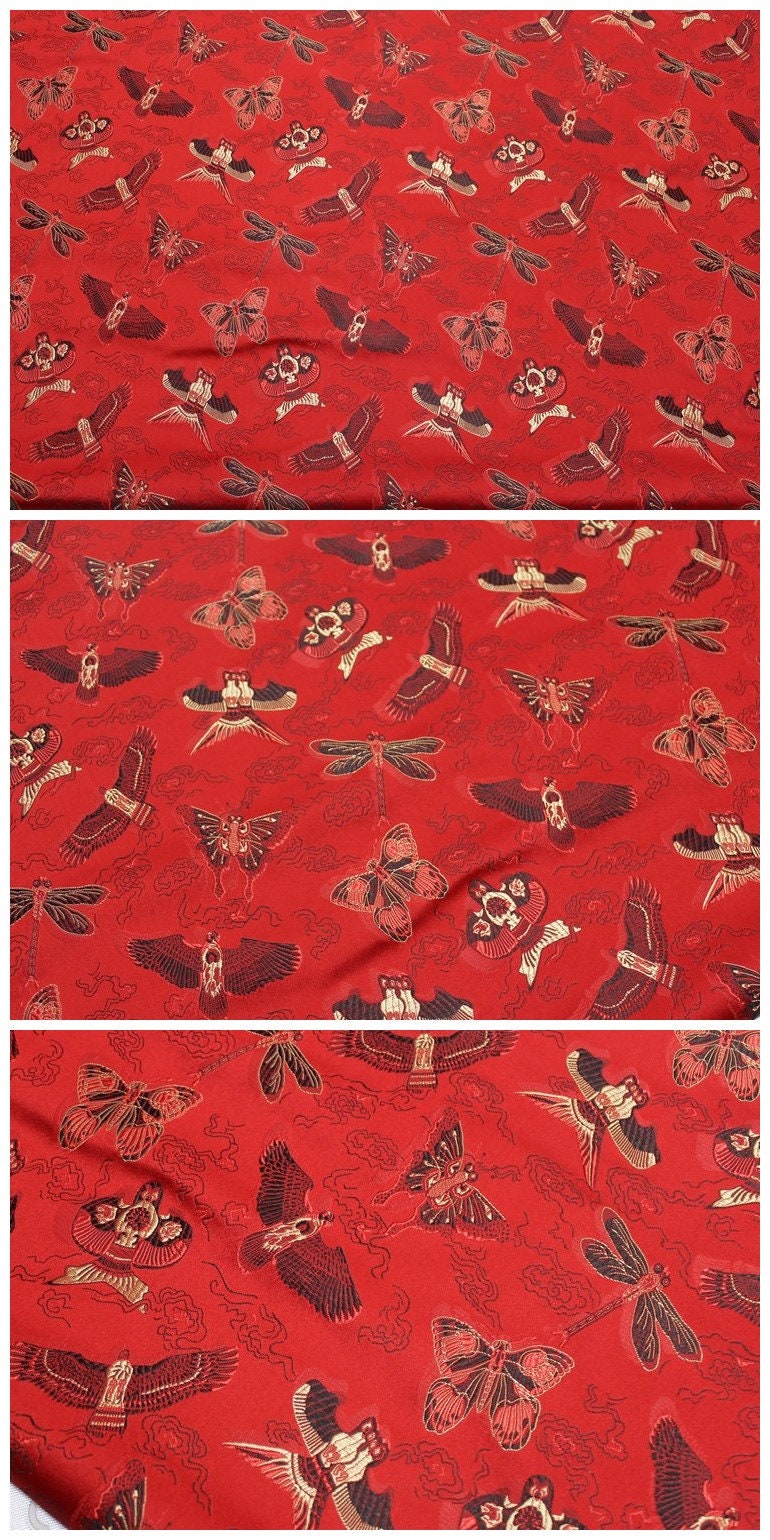 Kite Brocade Fabric: Silk Rayon Blend, Wedding Dress Material (29.5"W)