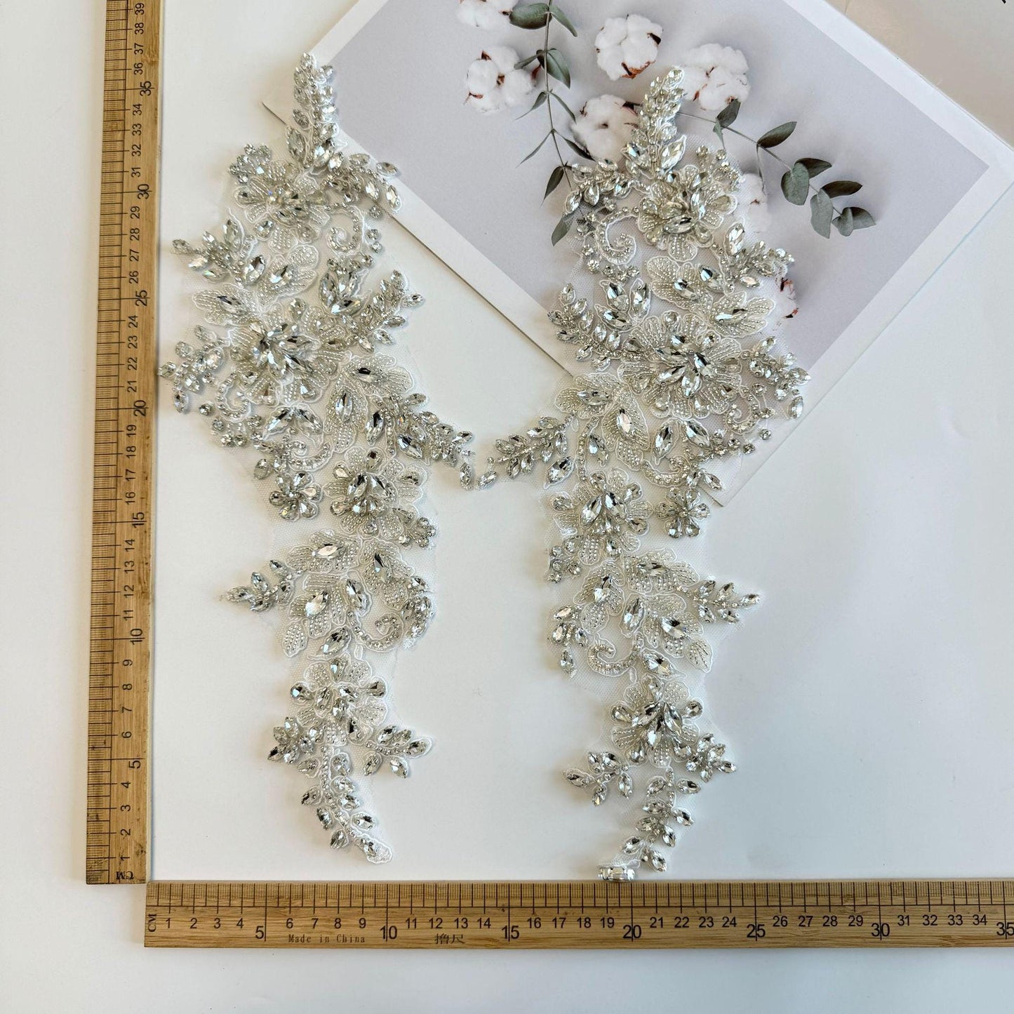 Applique florale à sequins en forme de diamant - Dentelle en maille brodée, loisirs créatifs