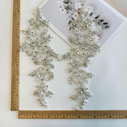 Applique florale à sequins en forme de diamant - Dentelle en maille brodée, loisirs créatifs