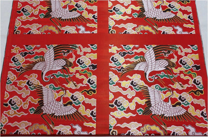 Crane Brocade Fabric: Colorful Asian Decor Fabric
