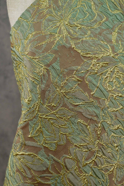 Embossed Floral Jacquard Fabric ��� Gold Thre" Wide