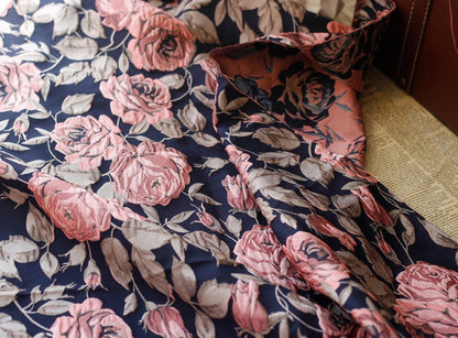 Dahlia Floral Jacquard Fabric: 3D Wrinkle Texture, 56" Wide