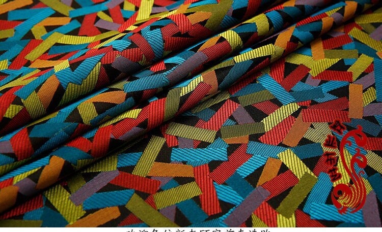 Tissu brocart jacquard Confetti : Tissu coloré pour kimono Cheongsam Qipao (35" de large)