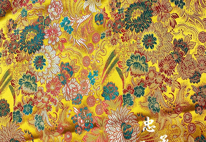 Floral Silk Brocade Fabric: Colorful Cheongsam Qipao Sewing Material
