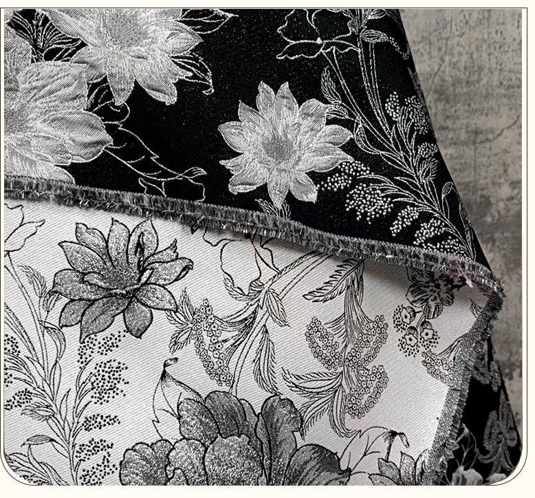 Gold Floral Jacquard Fabric: Metallic Brocade for Sewing - 59" Wide