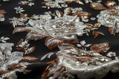 Gold Thread Floral Jacquard Fabric: 3D Texture Upholstery, 56"W