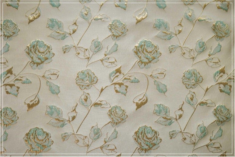 Gold Thread Floral Jacquard Fabric: 3D Oil Painting Texture, 56" Wide - Poppylollipop