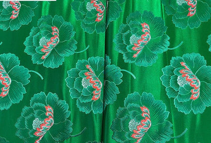 Peony Brocade Fabric: 29.5"W Tibetan Rayon Satin