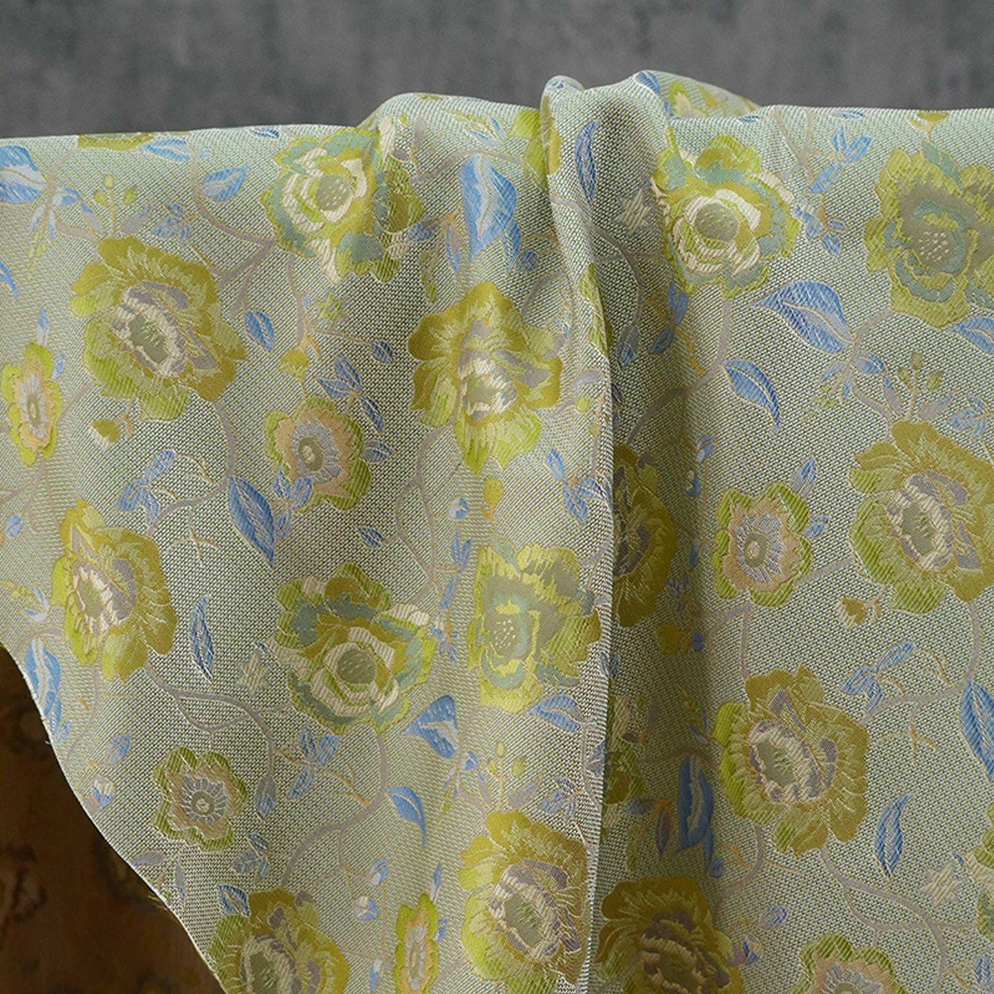 Tissu jacquard à motif floral au mètre, textile teint en fil à motif de fleurs de vigne, matériau pour la couture et l'ameublement, 165 cm de large