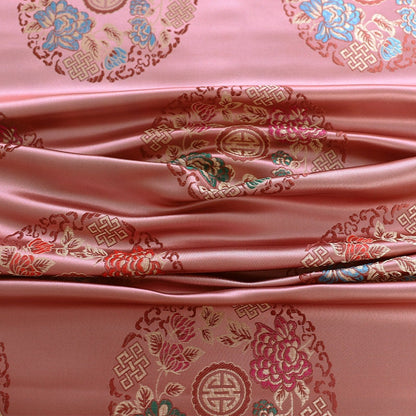 Teal Chinese Silk Brocade Fabric: Floral Upholstery, Costume Sewing (By The Meter)