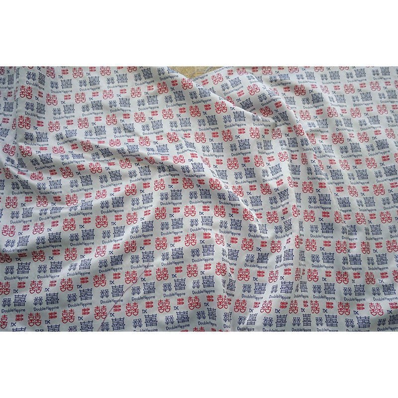 Double Happiness Jacquard Fabric: Traditional Chinese Symbol Polyester - Poppylollipop