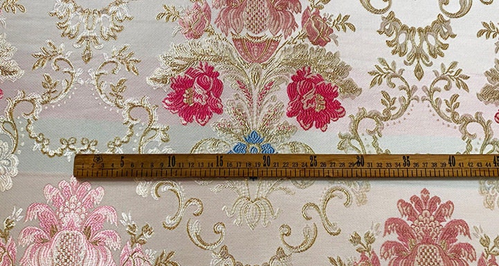 Floral Brocade Jacquard Fabric: Retro Palace Style Rayon Dress Material