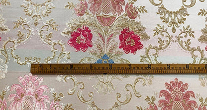 Floral Brocade Jacquard Fabric: Retro Palace Style Rayon Dress Material