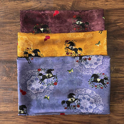 Tissu de soie jacquard motif cheval de rêve ��� Xiangyun Sha ��� Matelassage, Décoration intérieure, Grande largeur