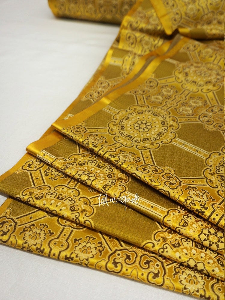 Auspicious Baoxiang Flower Brocade Fabric: Tibetan Robes & Shrines (29.5"W)