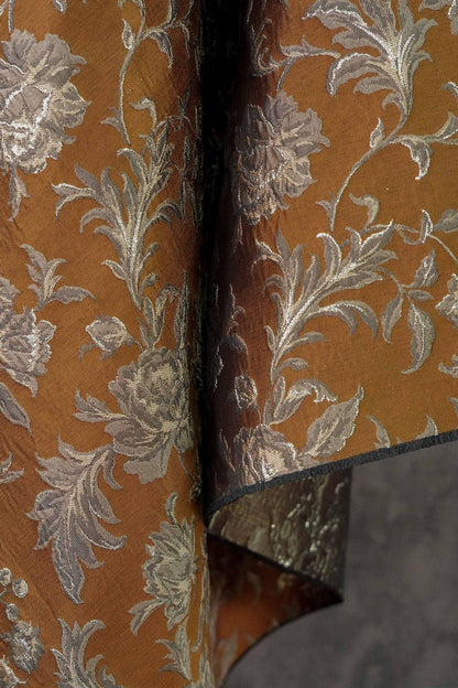 Tissu brocart jacquard tissé à motif floral en relief 3D de luxe, design européen, largeur 63 pouces