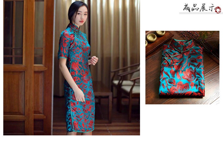 Floral Jacquard Brocade Fabric: Chinese Traditional Rose Petal Sewing Fabric