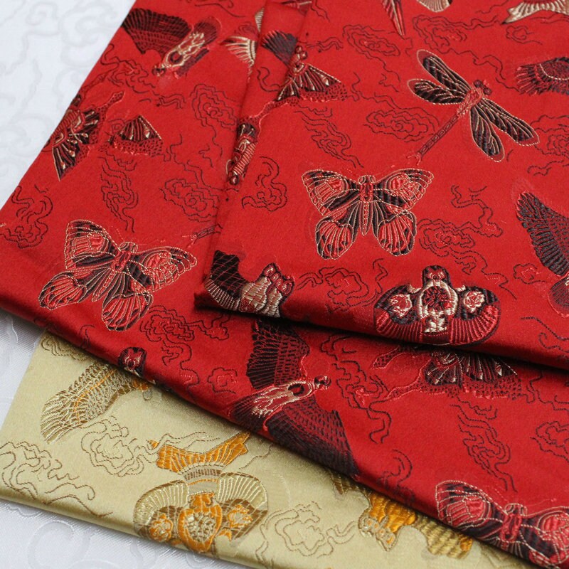 Kite Brocade Fabric: Silk Rayon Blend, Wedding Dress Material (29.5"W)
