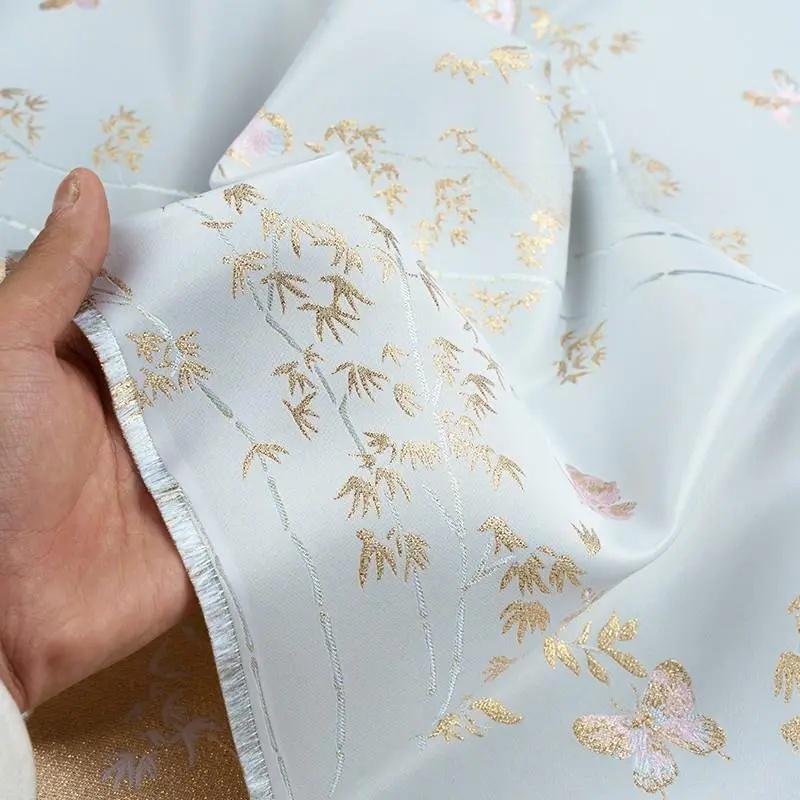 Butterfly Bamboo Brocade Fabric: 59"W Tibetan Style Drapery
