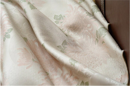 Tissu jacquard brocart pivoine rose pâle - Style palais rétro