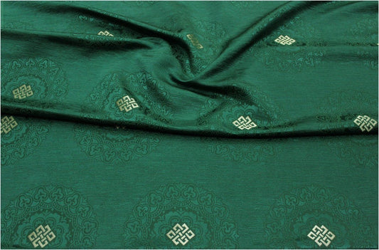 Buddha Symbol Brocade Fabric: 29.5"W Floral Jacquard Satin