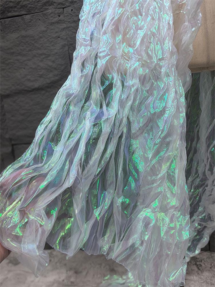 Mermaid Iridescent Pleated Organza Fabric - 55" Wide