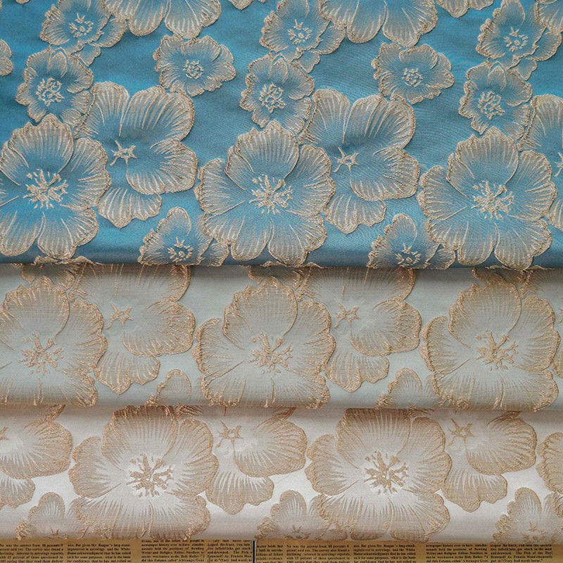 Flower Jacquard Fabric: 3D Texture Polyester, 55" Wide