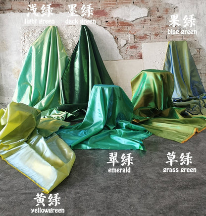 Two Tone Silky Taffeta Fabric: Chameleon Reflective Hanbok Dress, 59"W, Meter