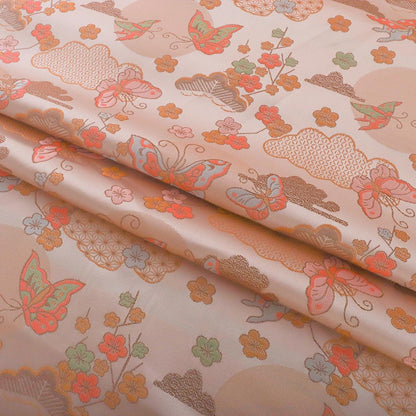 Butterfly Weaving Rayon Fabric: Mongolian Tibetan Gold Pattern, 58"W