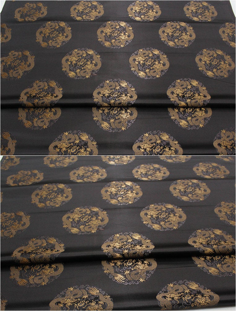 Dragon Brocade Fabric: Multicolor Chinese Silk Rayon Blend (29.5"W)