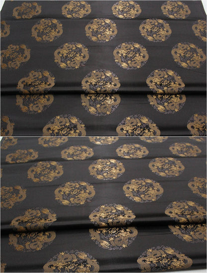 Dragon Brocade Fabric: Multicolor Chinese Silk Rayon Blend (29.5"W)