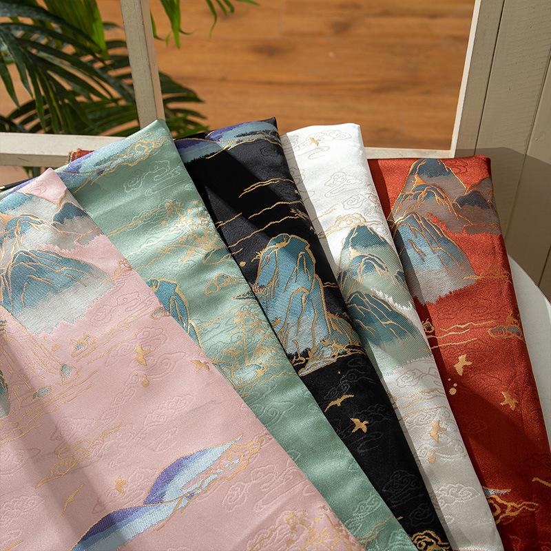 55" Landscape Painting Brocade Fabric: Emperor Tibetan Style