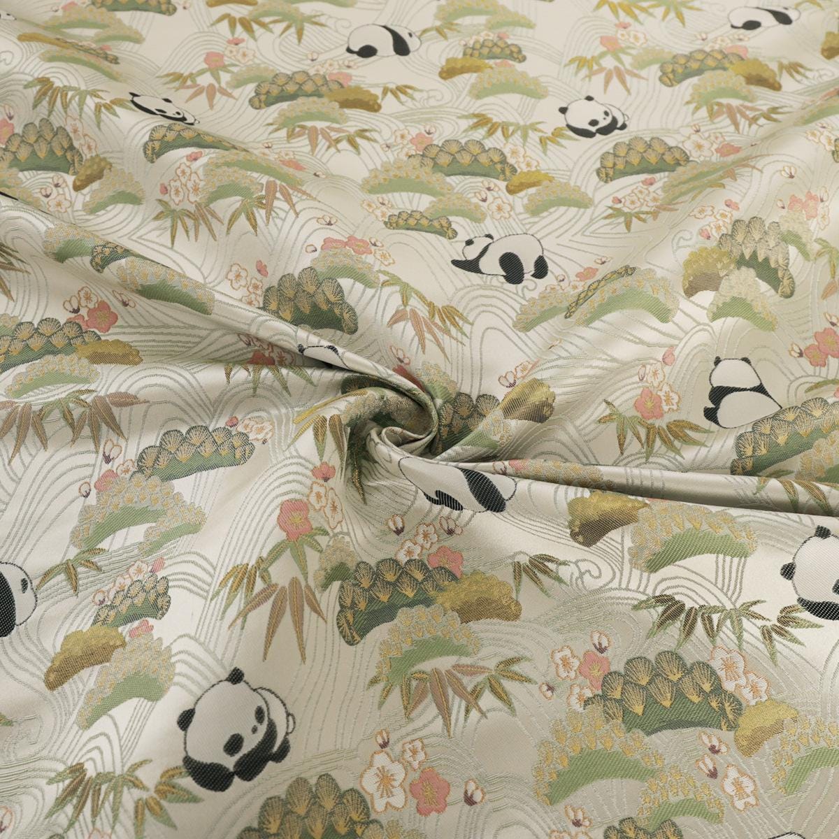 Panda Brocade Satin Fabric: 55" Wide Chinese Style Sewing