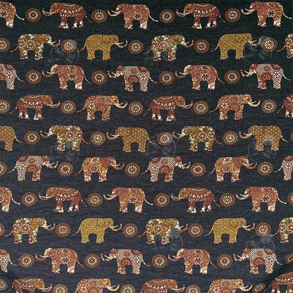 Tissu en coton à imprimé éléphants : motif ethnique superposé, matelassage et couture