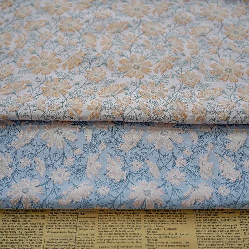 Floral Jacquard Woven Fabric: 3D Embossed Flower Pattern, 64"W