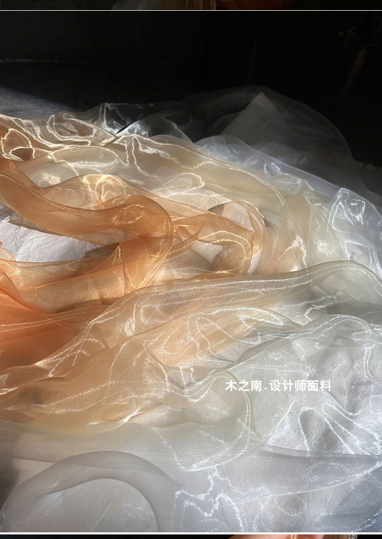 Gold Gradient Gauze Fabric: 57" Wide Liquid Texture