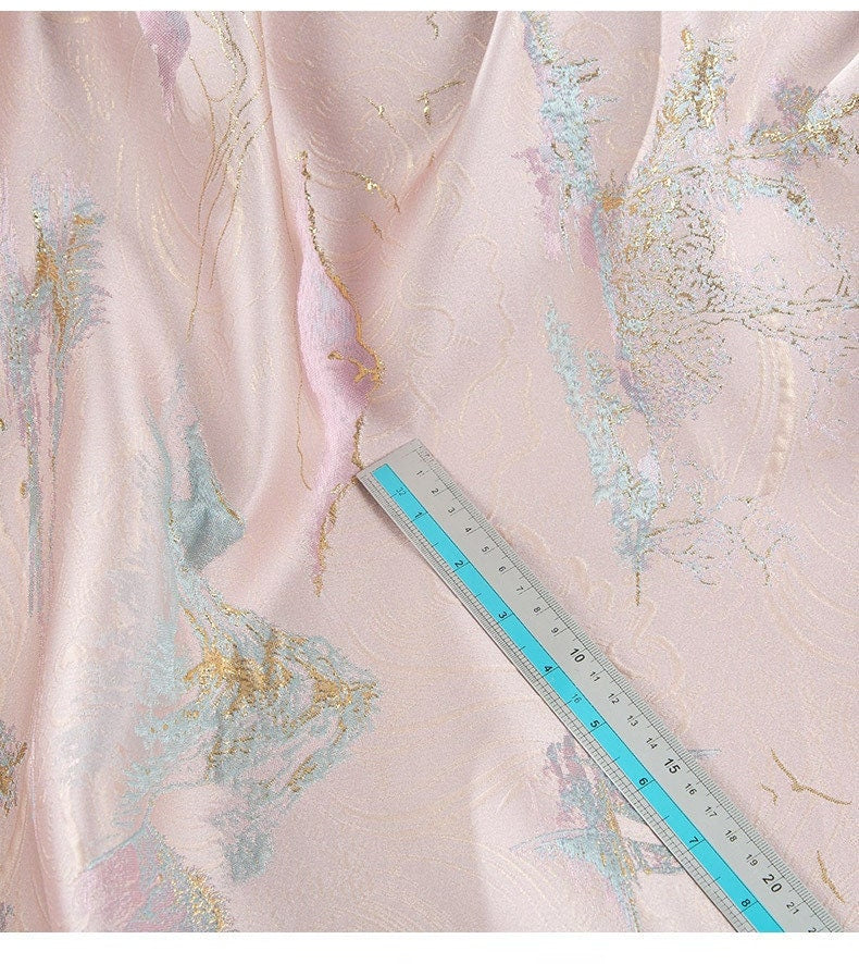 Gold Thread Jacquard Fabric: 3D Texture Upholstery, 56" Wide