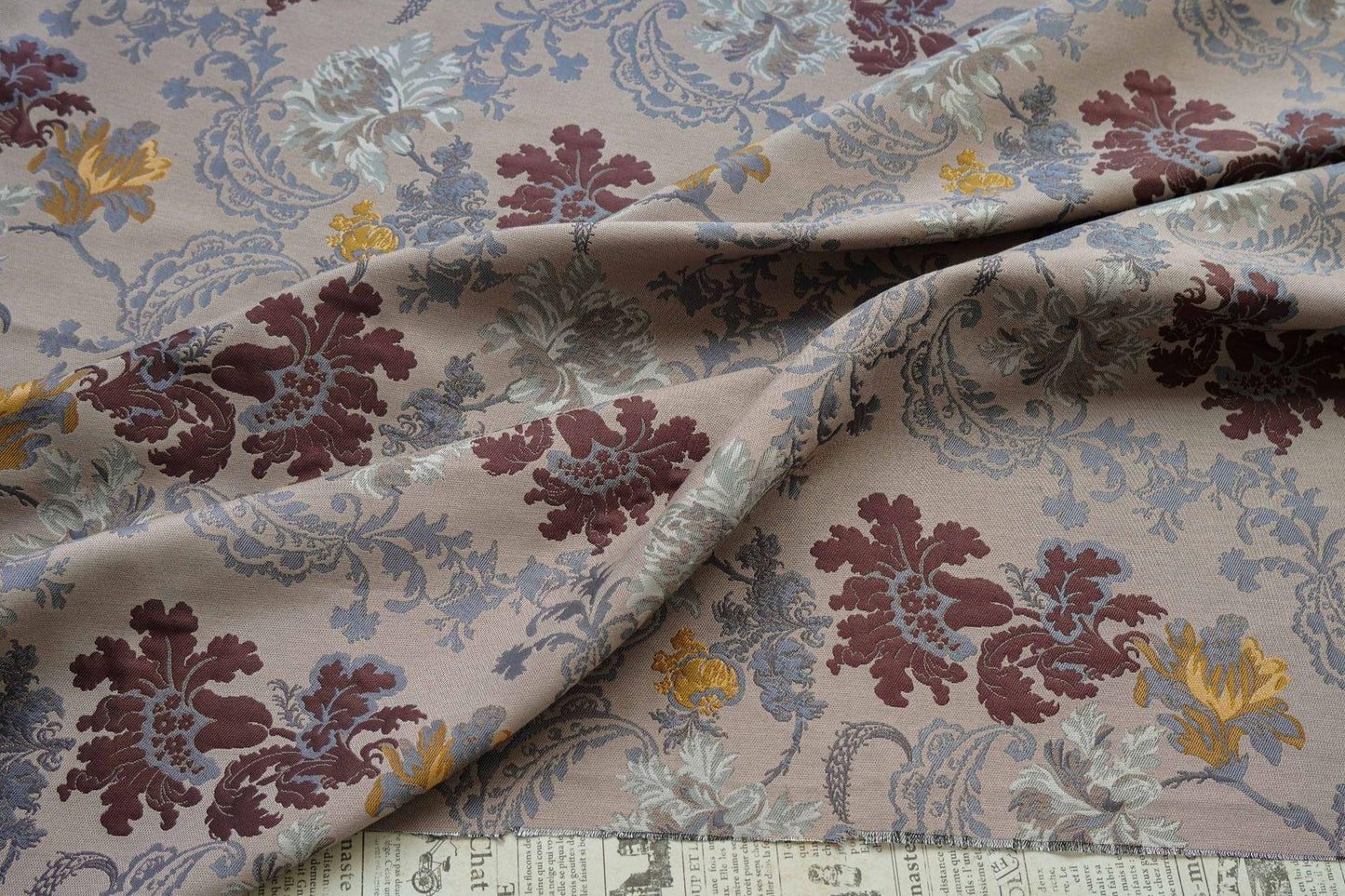 Gold Embossed Palace Jacquard Fabric: Damask Upholstery, Costume, Curtain - 59"W