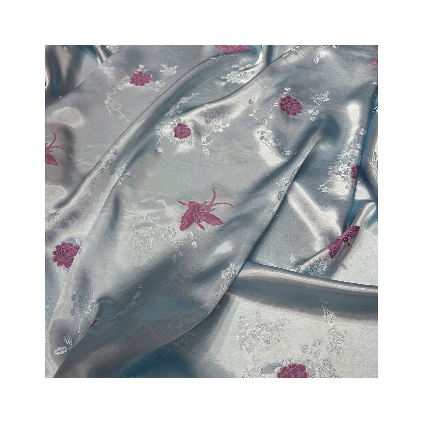 Rose Damask Rayon Fabric: Two-Sided Jacquard, 59" Wide - By The Meter