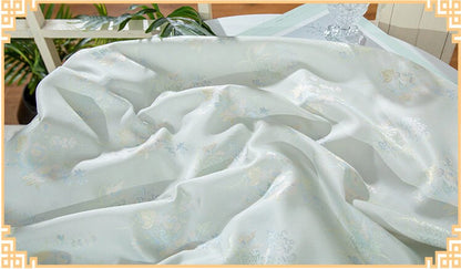 Tissu jacquard à motif floral : mélange soie-rayonne de 150 cm de large, pour ameublement et rideaux