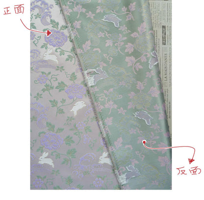 Jade Rabbit Brocade Fabric: Chinese Gold Jacquard Woven Textile