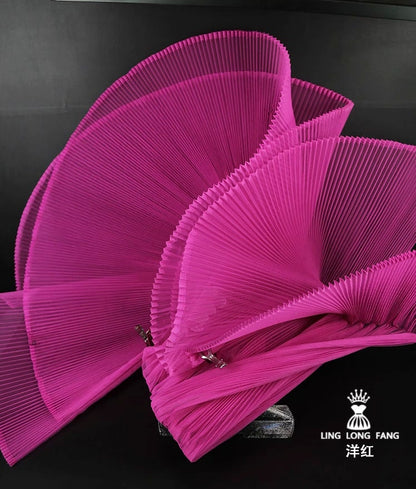 Pleated Tulle Fabric: Stiff Hard Yarn, 63" Wide Designer Material
